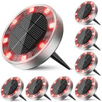 Peasur Mini Solar Ground Lights Outdoor, 8 Pack Flat Solar Powered Disc Lights, IP68 Waterproof, Anti-Rust, Landscape Lighting for Pathway Garden Yard Lawn Walkway Landscape Driveway, Red by Peasur