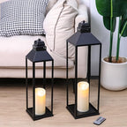 Large Lanterns Decorative Outdoor Indoor, 23" 19" Floor Lantern with Candle - Image 4