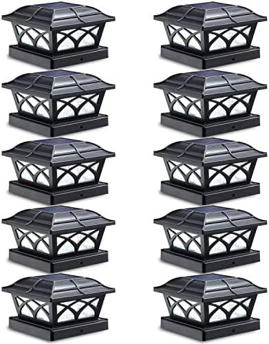 SIEDiNLAR Solar Post Cap Lights Outdoor Glass 2 Color Modes Black (10 Pack) by Siedinlar