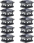 SIEDiNLAR Solar Post Cap Lights Outdoor Glass 2 Color Modes Black (10 Pack) by Siedinlar