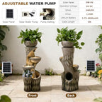 35.5" H Solar Water Fountain Outdoor with LED Lights, 4-Tier Cascading Garden Fountain with Planter Pots, Solar Powered Waterfall for Patio Yard Porch - Image 6