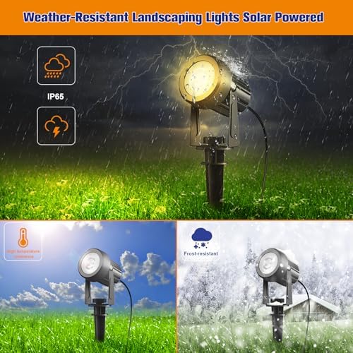 APONUO Solar Spot Lights - Outdoor 2-in-1 Solar Landscape Uplights, Dusk to Dawn, IP65 Waterproof, 9.8ft Cable, Warm White - Image 6
