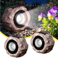 Solar Rock Lights Outdoor 2 Pack, Landscape Spotlight Faux Rock Lights Yard by DGSCAK