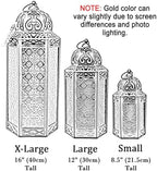Vela Lanterns Decorative Outdoor & Indoor Tall Floor Candle Holders, Gold - Image 5