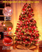 KNONEW 203FT 600LED Green Wire Outdoor Fairy Lights Plug in Red Xmas Decor - Image 5