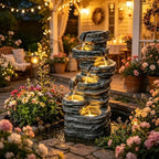 Freestanding Outdoor Fountain with Six-Tier Rock Design and LED Lighting - Image 6