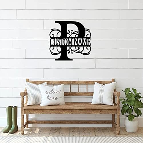 Metal Sign P Custom Name Initial Letter Monogram Personalized Steel Metal Wall Decor Artwork Sign Ready to Hang Decorative Metal Welcome Sign Decoration for Front Door Entryway Lodge 24 Inch - Image 5