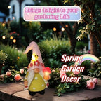 Qukueoy Garden Gnomes Statues Outdoor Decor, Outside Solar Garden Decorations for Yard, Funny Gnome Gifts (Pink Girl) - Image 2