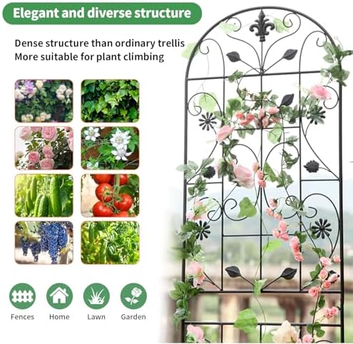 70.8" Metal Garden Trellis for Climbing Plants, 2 Pack Black - Image 2