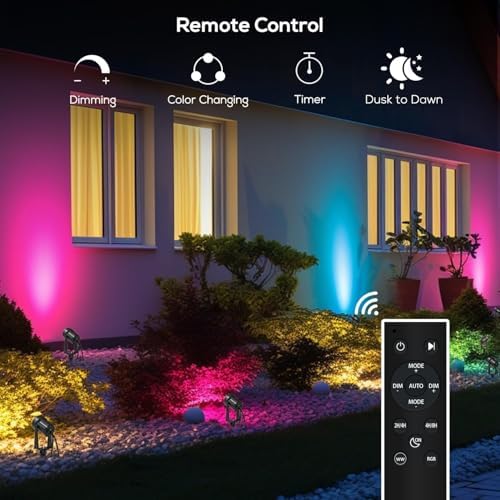 SUNTHIN 4 Pack Outdoor RGBW Landscape Lights, Color Changing Spot Uplights - Image 6