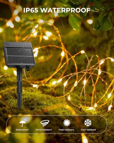 Brightown 4 Pack Solar Fairy Lights Outdoor, Total 132FT 400LED, Warm White - Image 4