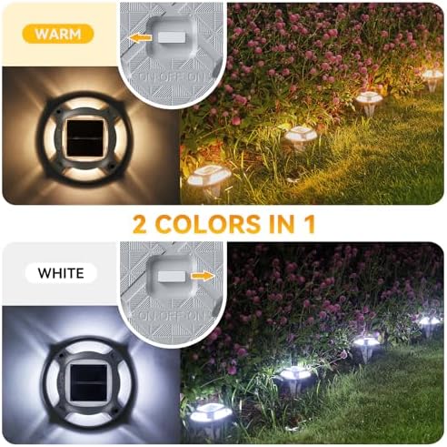 AGPTEK 2 Colors in 1 Solar Driveway Lights 12 Pack with Ground Spike Design - Image 3
