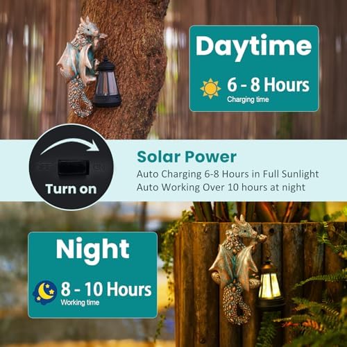 Goodeco Dragon Tree Hugger with Solar Lantern Garden Statue - Image 4