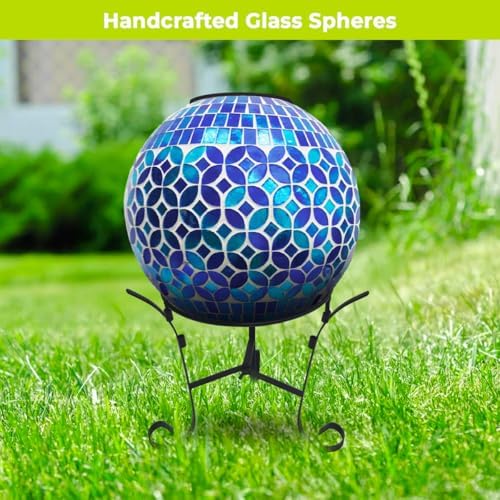 Briarwood Lane Everyday Gazing Ball 10x10 Geometric Blue Solar LED Gazing Ball - Image 2