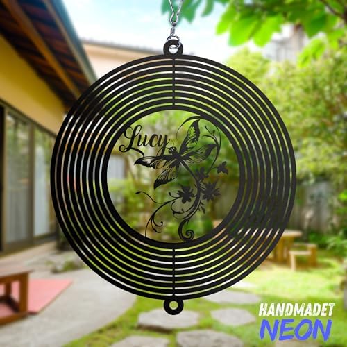 Personalized Wind Spinner Music Rose Custom Name Flower Metal Sublimation Ornament Twirler Laser 3D Art Patio Porch Lawn Indoor Outdoor Garden Yard Decor Housewarming Presents (Dragonfly) - Image 6