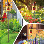 Frienda 57 Inch Bird Houses for Outside with Pole, Durable Metal Wild Bird Feeder with Stand, Decorative Ladybug Birdhouse Stake Easy to Install for Attract Birds Garden Patio Decor - Image 5