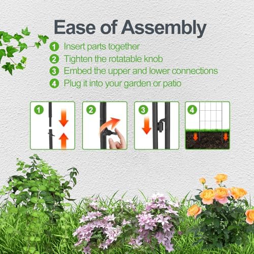 4 Pack 71x20inch Metal Rustproof Garden Trellis，Decorative Garden Fencing Flower Trellis with Black Metal Coating for Supporting Climbing Plants，Outdoor Roses, Vines, Flowers, and Vegetables - Image 5