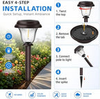 DERAYSION 8 Pack Solar Lights Outdoor Pathway, Stainless Steel Glass Solar Garden Lights, Auto On/Off Long-Lasting Waterproof Outdoor Solar Lights for Yard, Landscape, Path, Driveway, Walkway Décor - Image 6