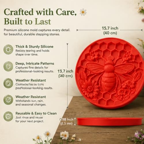 Reusable Sunflower Stepping Stone Mold, Large 15.7inch Cement Mould - Image 4