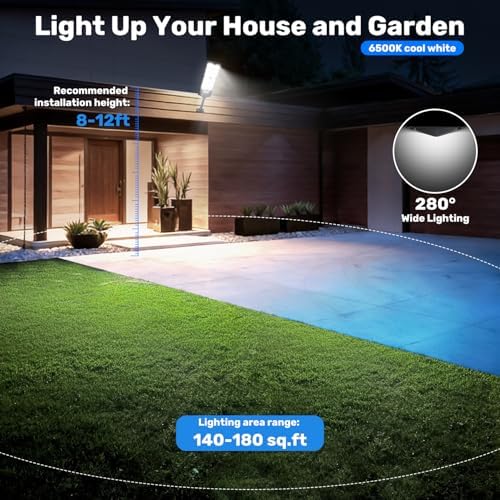 Solar Street Lights Outdoor, 6500K LED Solar Lights Outdoor Motion Sensor, Waterproof Dusk to Dawn Flood Light, Solar Powered Security Light Wide Angle for Yard Parking Lot Driveway (4 Pack) - Image 2