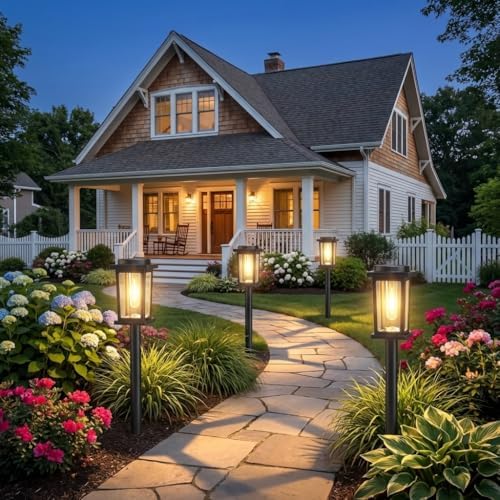 Melunar Solar Pathway Lights Outdoor, 8 Pack Solar Powered Garden Lights Waterproof, Auto On/Off Outdoor Landscape Lights for Patio, Walkway, Driveway, Lawn, Pool Decor. (Warm White) - Image 2