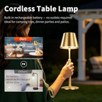 Outdoor Waterproof Rechargeable Cordless LED Table Lamp with Telescopic Pole and Wicker Shade, 5200mAh Touch Dimmable Battery Operated Table Light for Patio Restaurant Kitchen (Gold) - Image 7