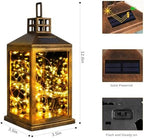 Solar Lantern Outdoor, Garden Hanging Lantern Solar Powered - Glass Waterproof Brushed Copper Solar Table Lantern Decorative Lights Flash and Steady-on Modes for Patio, Backyard, Garden - Image 5