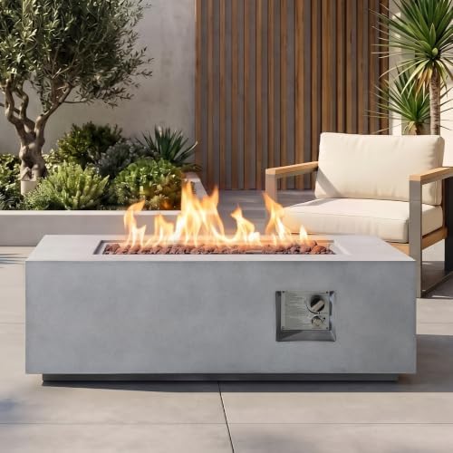 42inch Rectangle Propane Fire Pit Table Concrete for Outside Patio - Image 6