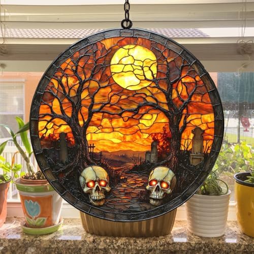 Zombie Graveyard Halloween Skull Acrylic Suncatcher - Image 4