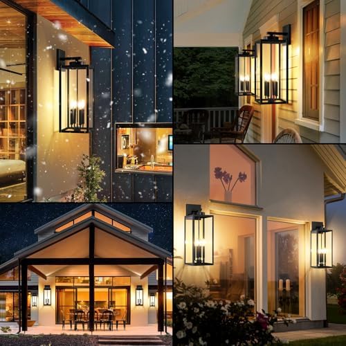BesLowe 23.9" Extra Large Size Outdoor Wall Light Fixture, Exterior Lighting Fixture Porch Sconce Wall Mounted, Waterproof Outdoor Wall Lantern, Outside Light for House Patio Front Door Garage, Black - Image 5