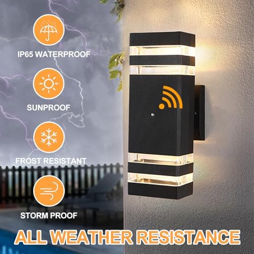Dusk to Dawn Outdoor Lighting, LED Wall Sconce Sensor Waterproof Porch Lights 14W Black Exterior Up and Down Light Fixture for Porch Hallway Patio Garden Corridor - Image 3