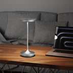 LED Cordless Table Lamp 6000mAh Rechargeable Battery Outdoor Light Silver - Image 5