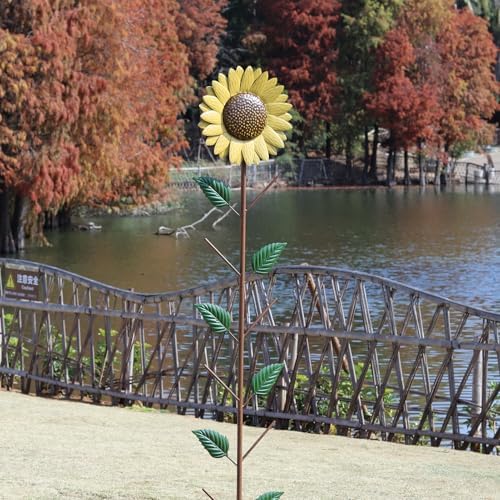 72" H Metal Sunflower Glass Bottle Tree Stake,Wine Bottle Tree,Yard Decor - Image 6