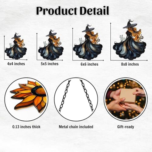 Black Witch Fox Halloween Acrylic Suncatcher - Image 2