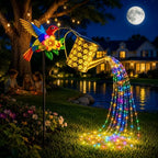 Solar Hummingbird Garden Lights with Watering Can Lantern, Pathway Lights for Garden Lawn Patio Pond Driveway Porch, Outdoor Decorative Lighting for Christmas Halloween Thanksgiving Spring Summer - Image 4