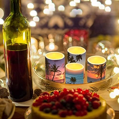 Flameless Light Candles for Home Decor, Battery Operated Candles with Color Changing Timer Remote Control 3'' 4'' 5'' 6'' Fake Pillar Candles Tealights, Coconut Tree Various - Image 5