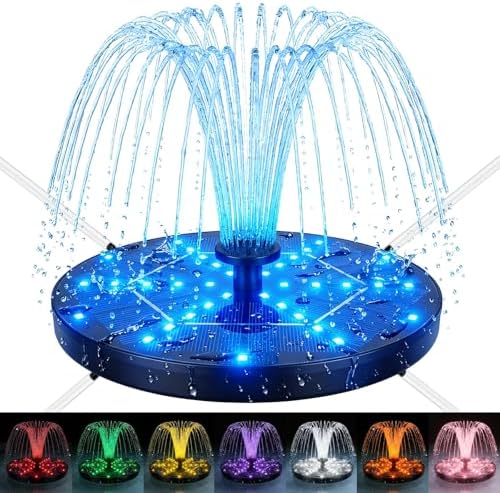 Solar Fountain for Bird Bath with 4 Fixed Rods & 7 LED Colors by Unknown