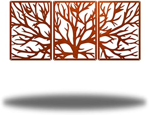 Riverside Designs 3 Panel Tree | Large Metal Art Sectioned Steel Decor | Made In USA | Multiple Sizes and Colors (Copper, 30") by Allyoursteeld%C3%A9corneeds