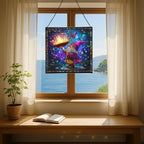 Magic Hat Gnome Stained Glass Suncatcher – Square Hanging Window Panel for Home or Greenhouse – Whimsical Glass Art Gift for Garden Lovers, Christmas, Halloween, Father Days 7Z3UEG - Image 6