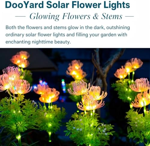 Solar Garden Lights Outdoor, LED Glowing Flower & Stem (4 Pack) - Image 3