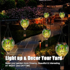 Easter Hot Air Balloon Solar Lantern - Bunny Glass Lantern, Simulated Flickering & Dancing Flame, Outdoor Hanging Yard Light Waterproof IP65 for Patio Lawn Porch Decor Rabbit Gift - Image 5