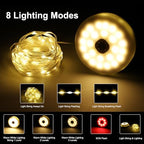 SMY Lighting 4 in 1 Solar Camping String Lights, 72.2Ft Ultra Long String with 220LEDs, Solar Powered and USB Rechargeable Light with Remote Control, Portable Camping Light for Hiking, Decorations - Image 3