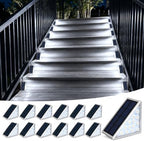 12 Pack Grey Solar Stair Lights Outdoor Waterproof - 6000K Cool White by XILLUMICORE