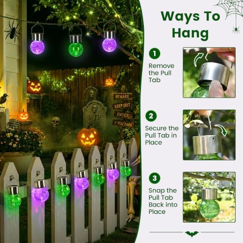 GIGALUMI Halloween Solar Lights Outdoor Solar Hanging Lanterns Outside 12PC - Image 4