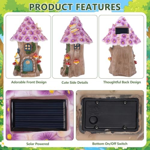 28Pcs Solar Fairy Garden House Resin Kit - Image 5