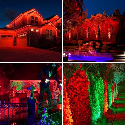 Halloween Solar Spot Lights Outdoor,20 LED Waterproof IP65 Solar Landscape Light Adjustable Panel Spotlights for Wall Tree Yard Garden Christmas Red Lights 8 Pack - Image 2