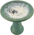Arcadia Garden Products BB04 Fiberclay Bird Bath Outdoor Garden Decor, Antique Vintage Weather Resistant Water Bowl for Backyard and Patio and, 20-inch Tall, Green - Image 4