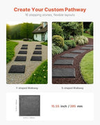 VEVOR Garden Stepping Stones, 16Pcs 15.5 x 15.5 in, Decorative Stepping Stones with Stakes, Weather-Resistant Plastic Pathway Pavers, Smooth Surface, Outdoor Walkway for Lawn Patio Landscape, Grey - Image 6
