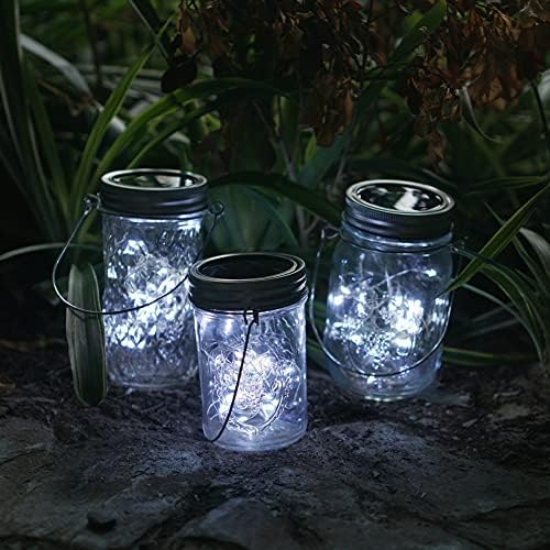 Solar Mason Jar Lights, 12 Pack 30 LED Fairy Star Firefly String Lids Lights with 12 Hangers for Patio Yard Garden Party Wedding Christmas Decoration(Jars Not Included) (12 Pack, Cool White) - Image 6