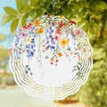 Wind Spinners for Yard Garden, Spring Colorful Flower on White 3D Stainless Steel Round Hanging Spinners Indoor Outdoor Kinetic Yard Art,12 Inch, Watercolor Swirling Leaf by IDOWMAT